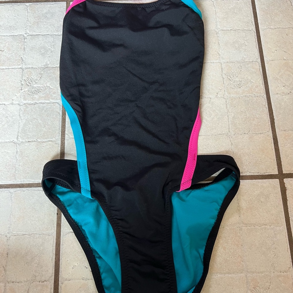 Speedo Black, Pink, and Blue Women's One Piece Swimsuit
